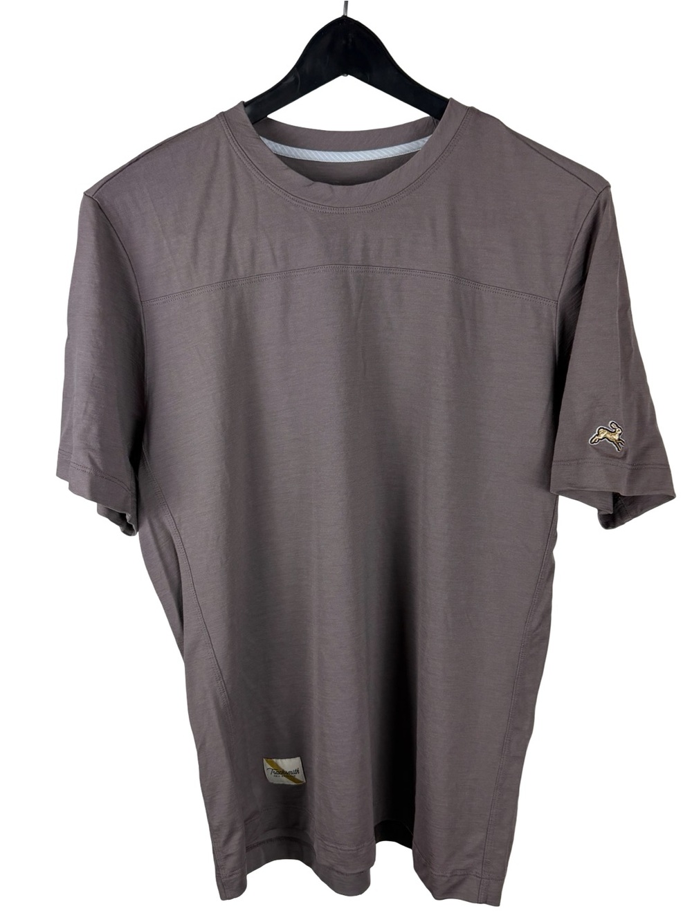 Mens Tracksmith Micro Logo Athletic Running Grey Essential Shirt Size L